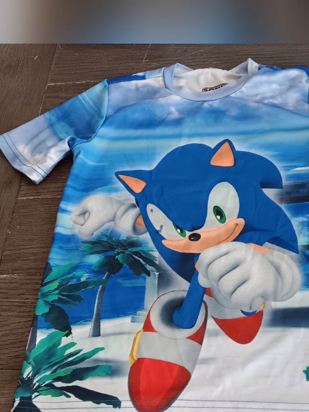 Sonic the Hedgehog Blue Boys Size 7/8 Tee Shirt